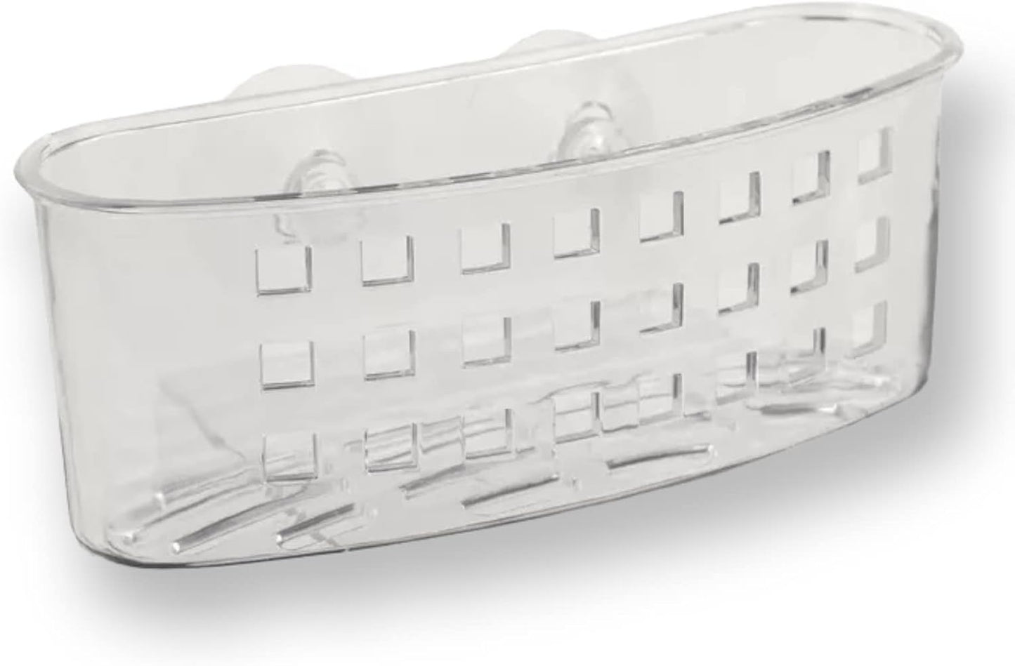 Handy Housewares Kitchen Sink Caddy Dish Soap Scrubber Sponge Holder Basket with Suction Cups - Clear (1 Pack)