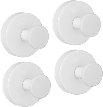 ZESLMG Adhesive Hooks for Shower, Chrome Self Sticky Hooks for Glass Window Kitchen Wall, Removable Bath Robe Loofah Door Wreath Coat Towel Hook No Damage for Hanging, 4 Pack