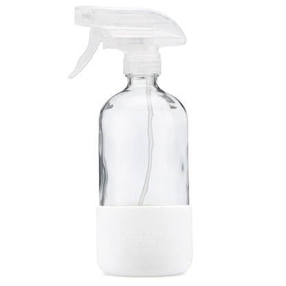 Clear Glass Spray Bottle with Silicone Sleeve for Cleaning Solutions, Essential Oils, Plants, Vinegar - 16 oz, Refillable, Food Safe (2-PACK: Rich Black & Ocean Turquoise)