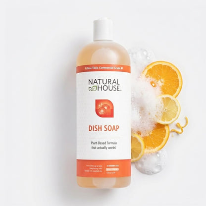 Enzyme Hand Dish Soap Refill Bulk - Natural House Scrubby - Probiotic Formula Cuts Grease, Gentle on Hands - Plant-Based, Septic Safe - Citrus Scent - 128 oz