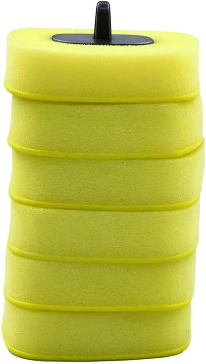 Disposable Toilet Bowl Brush with 12 Refills, Plastic Handle, Blue and Yellow, Dual-Color Sponge Heads, Toilet Cleaning Starter Kit (Yellow Refills)