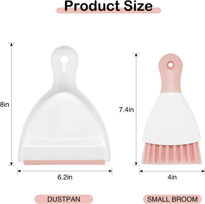 NACENA Mini Dustpan and Brush Set 2 Pack, Small Broom and Dustpan Set Dust Pan and Mini Hand Broom Dustpan and Broom Combo Compact for Home Table Keyboards Sofa Kitchen, Blue