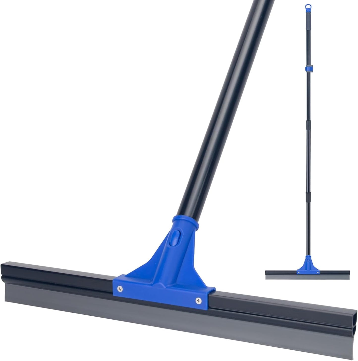 Squeegee Broom for Floor, 18'' Heavy Duty Rubber Wiper with 60'' Long Handle for Bathroom Tile, Garage Concrete, Deck, Shower Glass, Window Cleaning