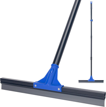 Squeegee Broom for Floor, 18'' Heavy Duty Rubber Wiper with 60'' Long Handle for Bathroom Tile, Garage Concrete, Deck, Shower Glass, Window Cleaning