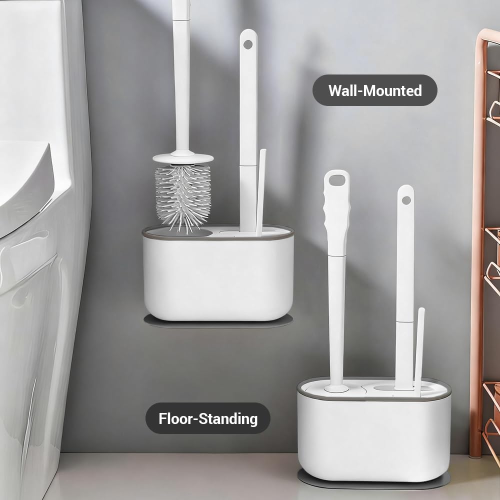 Toilet Brush Set, Bathroom Accessories, Toilet Bowl Cleaners, Deep Cleansing Multifunctional Hanging Toilet Brush Set for Bathroom(Cherry Blossom Pink)