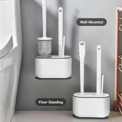 Toilet Brush Set, Bathroom Accessories, Toilet Bowl Cleaners, Deep Cleansing Multifunctional Hanging Toilet Brush Set for Bathroom(Cherry Blossom Pink)