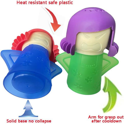 Angry Mama Microwave Cleaner only with Water and Vinegar Cleans your Kitchen Easily and Safe without Chemical Agent, Reusable Cute Steam Remover as Lovely Tool and Gift to Cooker Auto Cleaning