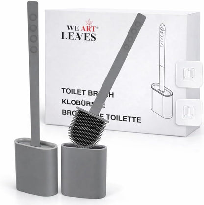 Modern Minimalist Silicone Black Toilet Brush with Holder - Pack of 2 Toilet Bowl Brush Set - Self-Cleaning & Splash-Free, Easy-Rinse Design with Wall Mounted Holder Bathroom Accessory.