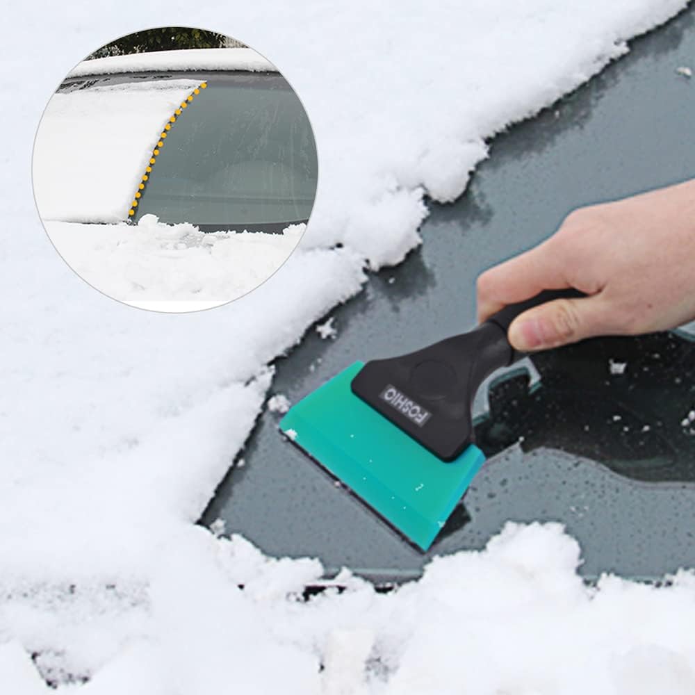 FOSHIO Small Squeegee with 5 Inch Dark Blue Rubber Blade Mini Wiper Window Tinting Tools for Mirror Glass Window Cleaner with Non-Slip Handle, 2 Pack