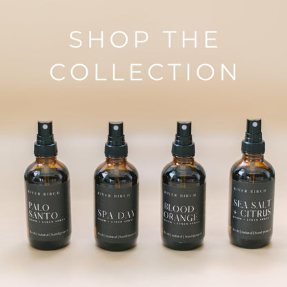 River Birch Luxury Linen and Room Spray - Home Signature Scent Balsam and Cedar Room Fragrance Spray - Fragrant Fresh Linen Air Freshener For Bedding - Handmade in Texas - 4 oz Glass Amber Bottle
