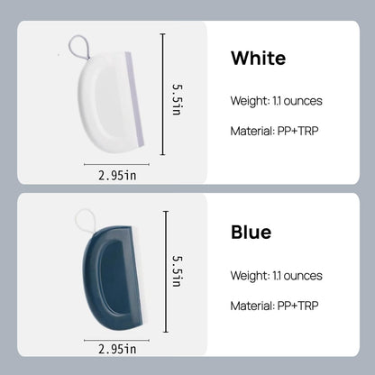 2 Pack 4.25 Inch Small Squeegee, All-Purpose Shower Mirror Squeegee with 2 Adhesive Hooks, Streak-Free Silicone Blade for Bathroom Mirror Kitchen Car RV, Blue & White