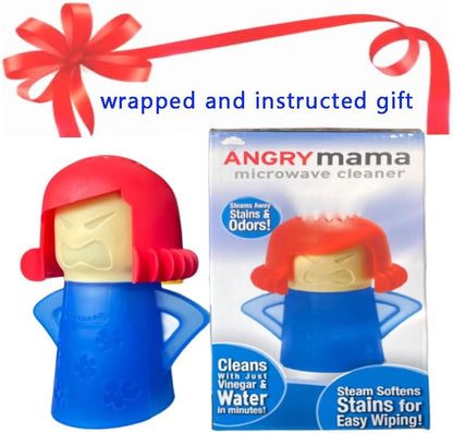 Angry Mama Microwave Cleaner only with Water and Vinegar Cleans your Kitchen Easily and Safe without Chemical Agent, Reusable Cute Steam Remover as Lovely Tool and Gift to Cooker Auto Cleaning