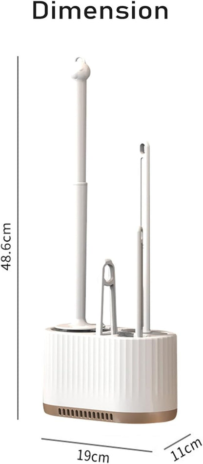 Basaza Toilet Brush and Holder Set Toilet Bowl Cleaning Brush and Holder for Bathroom Toilet Bowl Cleaner Brushes & Holders 4 in 1 Beige Bathroom Accessories Wall Mounted or Floor Standing
