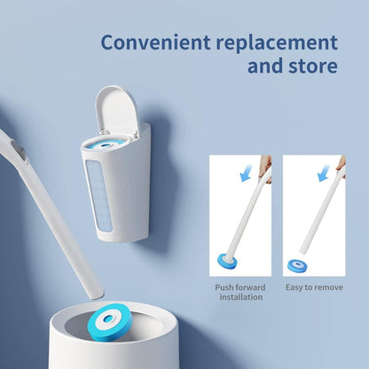 CQT Disposable Toilet Bowl Brush with Toilet Wand 30 Refill Heads, Toilet Bowl Cleaner Wands,Toilet Cleaning System Starter Kit(Wand+30 Refills)