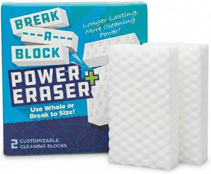 Heavy Duty Melamine Cleaning Sponge (2-Pack) – Multi-Surface Eraser Sponge, Breakable Power Blocks for Tough Stains, Grease & Scuffs, Kitchen, Bathroom, Walls & Deep Cleaning