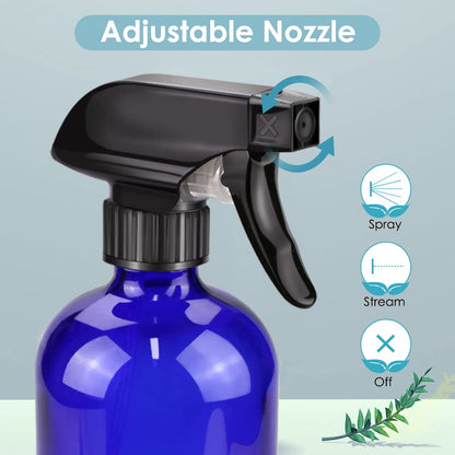 Bontip Glass Spray Bottle, Amber Glass Spray Bottle Set & Accessories Refillable for Plants Window Cleaners Aromatherapy Facial Hydration Watering Flowers Hair Care (2 Pack/16 oz) (Amber)