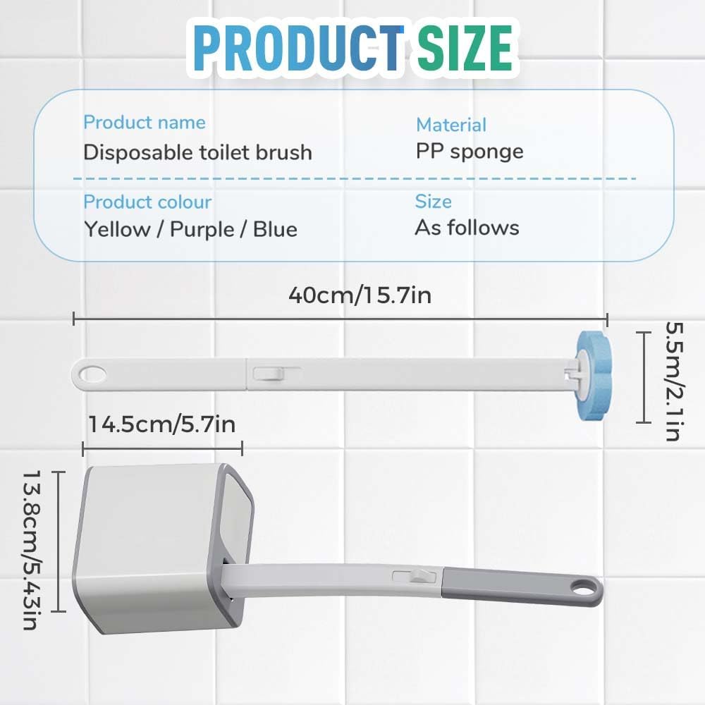 Upgrade Disposable Toilet Brush, Disposable Toilet Cleaning Set with Holder & Refills, Extended Handle Bowl Brush for Hygienic Bathroom Maintenance, 18 Disinfecting Heads Included (White)