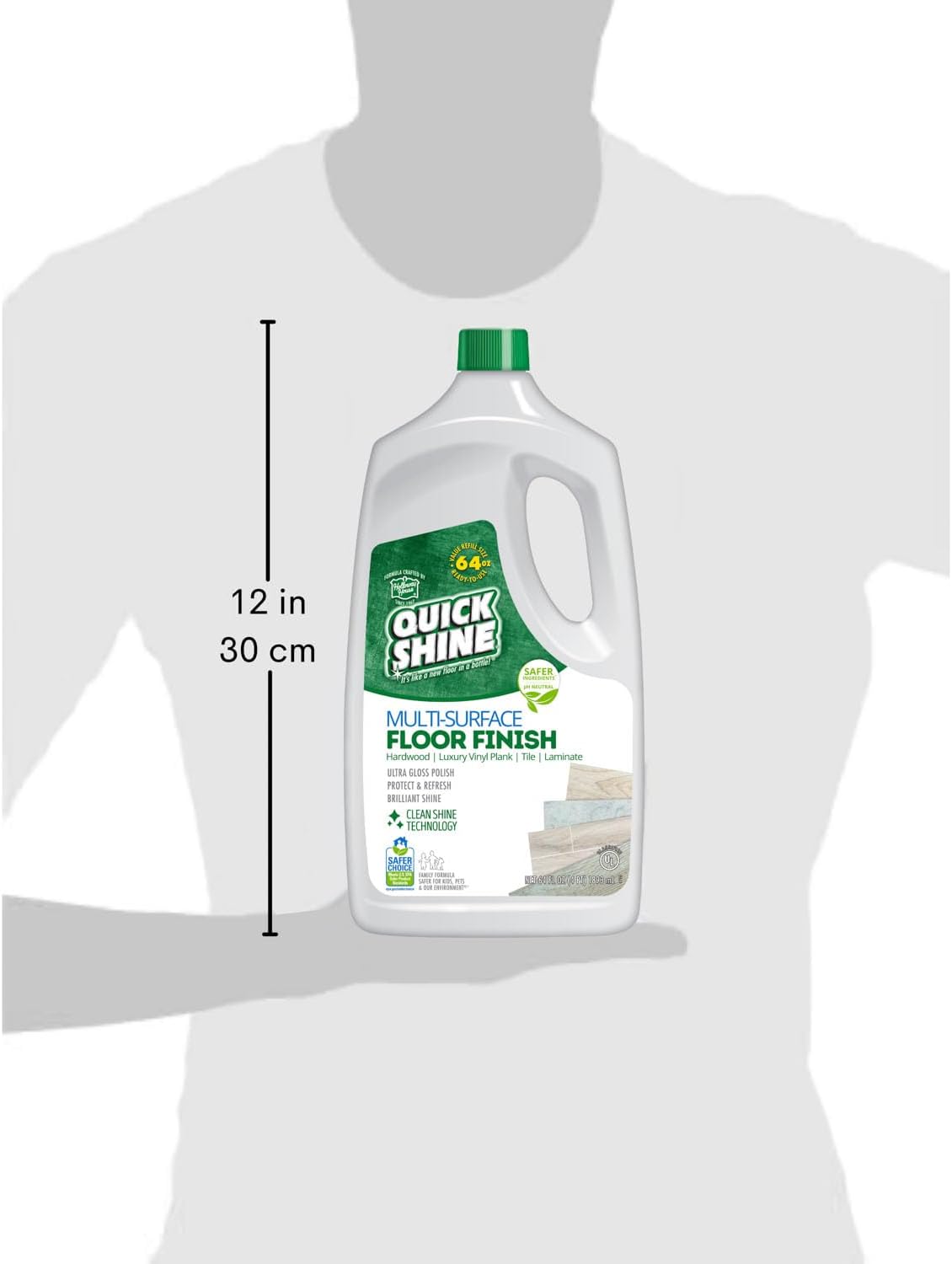 Quick Shine Multi Surface Floor Finish 64oz | Cleaner & Polish to use on Hardwood, Laminate, Luxury Vinyl Plank LVT, Tile & Stone | Safer Choice w/Clean Shine Technology | Shine-Protect-Refresh
