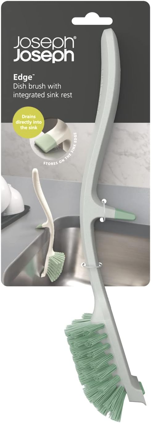 Joseph Joseph Edge Dish Brush with Integrated Sink Rest, Grey
