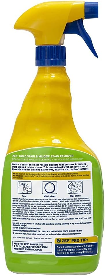 Zep Mold Stain and Mildew Stain Remover 1 Gallon (Case of 2) ZUMILDEW128 - Professional Strength No Scrub Formula