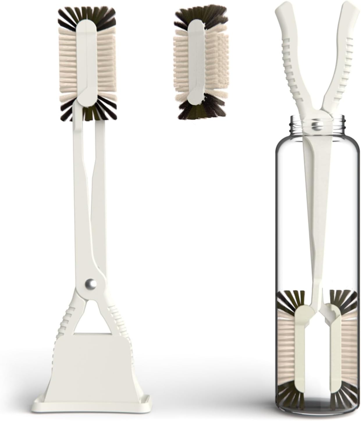 Bottle Brush and Two Replacement Brush Heads Set, 16-Inch Extra Long Handle | Bottle Brush with Stand, Bottle Cleaner. Perfect for Deep Bottles