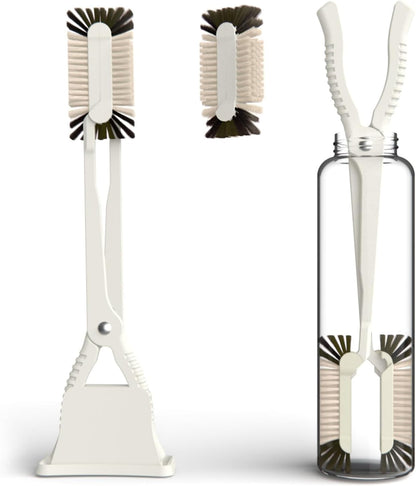 Bottle Brush and Two Replacement Brush Heads Set, 16-Inch Extra Long Handle | Bottle Brush with Stand, Bottle Cleaner. Perfect for Deep Bottles