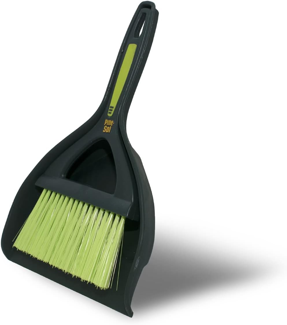 Pine-Sol Mini Dustpan and Brush Set | Nesting Snap-On Design | Portable, Compact Dust Pan and Hand Broom for Cleaning, Green