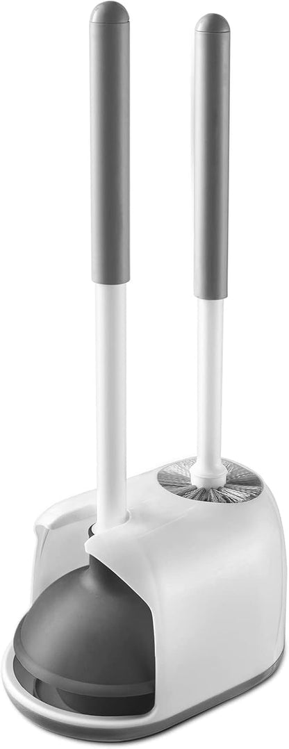 Eyliden Toilet Plunger and Brush Set | 2-in-1 Bathroom Cleaning Tools with Holder | Unclogs Toilets, Deep Cleans Bowls | Compact Caddy Stand | Nylon Bristles, Durable Plastic, Black