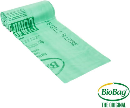 3 Gallon Compostable Food Scrap Bags by BioBag, 100 Count, BPI Certified, Meets ASTM D6400 Standards, Made in USA, Kitchen Trash Bin Liners