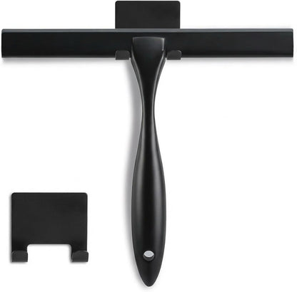 NETANY Shower Squeegee, 14-Inch Matte Black Squeegee, All-Purpose Stainless Steel Squeegee for Bathroom, Shower Doors, Mirrors, Tiles and Car Windows - 100% Streak Free