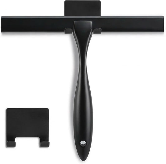 NETANY Shower Squeegee, 14-Inch Matte Black Squeegee, All-Purpose Stainless Steel Squeegee for Bathroom, Shower Doors, Mirrors, Tiles and Car Windows - 100% Streak Free