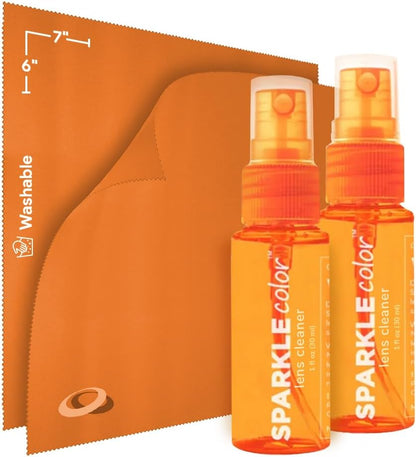 Sparkle Anti-Reflective Safe Lens Cleaner Spray Kit - (2) 1oz Glasses Cleaner Spray & (2) Microfiber Cloth for Eyeglasses, Sunglasses, Lenses, Screens and Camera Cleaning Kit (4 Piece Set)