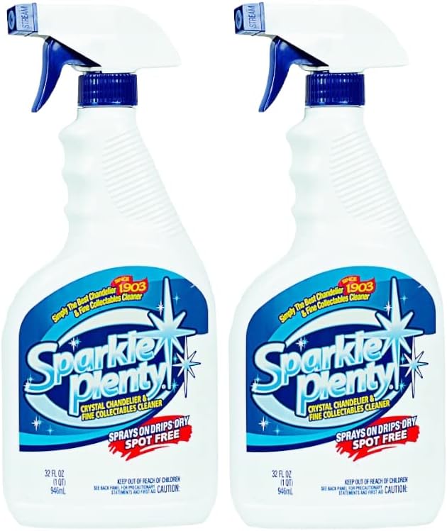Sparkle Plenty Chandelier Cleaner Drip Dry Spray No Wipe - Dust Remover & Streak Free Glass Cleaner Spray for Chandeliers Crystals & Window Screen Surface - All Purpose Cleaning Supplies (32 oz)