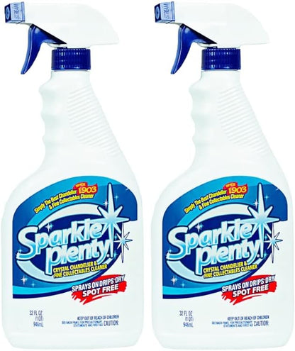 Sparkle Plenty Chandelier Cleaner Drip Dry Spray No Wipe - Dust Remover & Streak Free Glass Cleaner Spray for Chandeliers Crystals & Window Screen Surface - All Purpose Cleaning Supplies (32 oz)