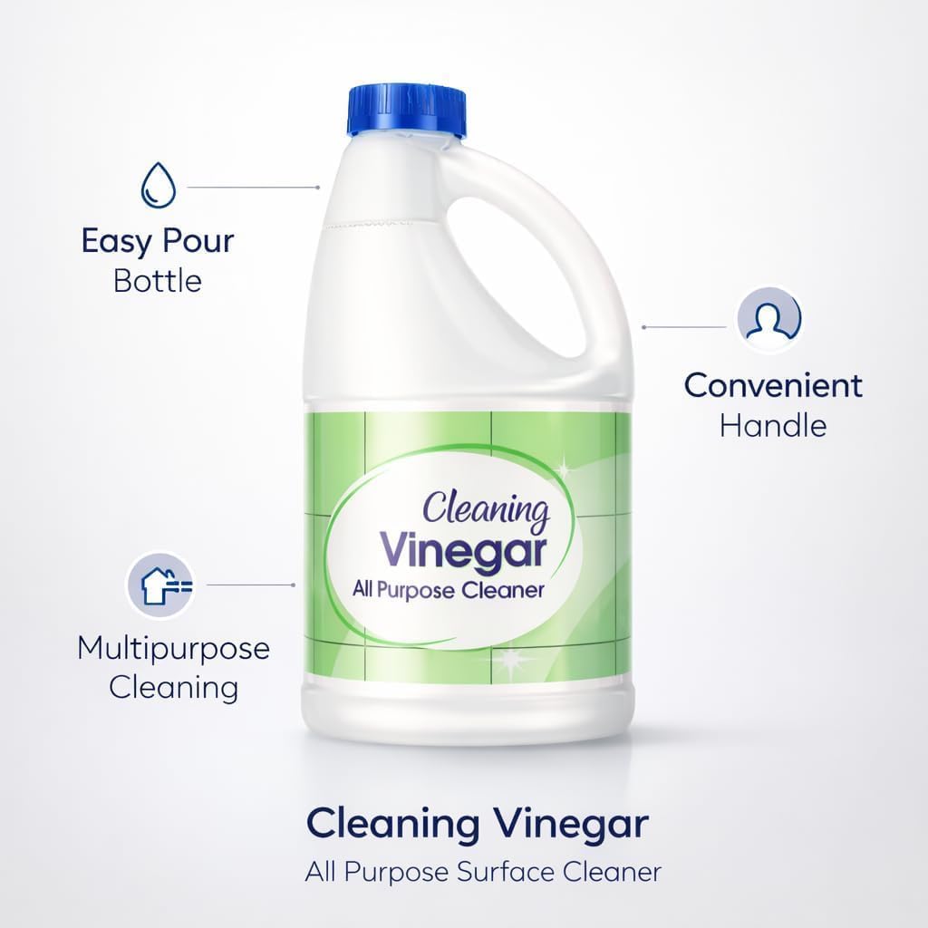 All Purpose Distilled White Vinegar Cleaning Solution, 64 fl oz Large Size, Multi-Use Household Cleaner for Kitchen, Bathroom, Glass & Surface Care