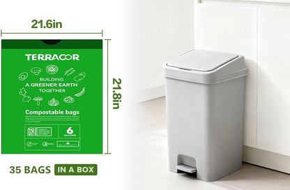 6 Gallon Compostable Trash Bags Drawstring, Heavy Duty Extra Thick 1 Mil, 35 Bags, Tall Kitchen Food Scrap Waste Bag, ASTM D6400 ASIN