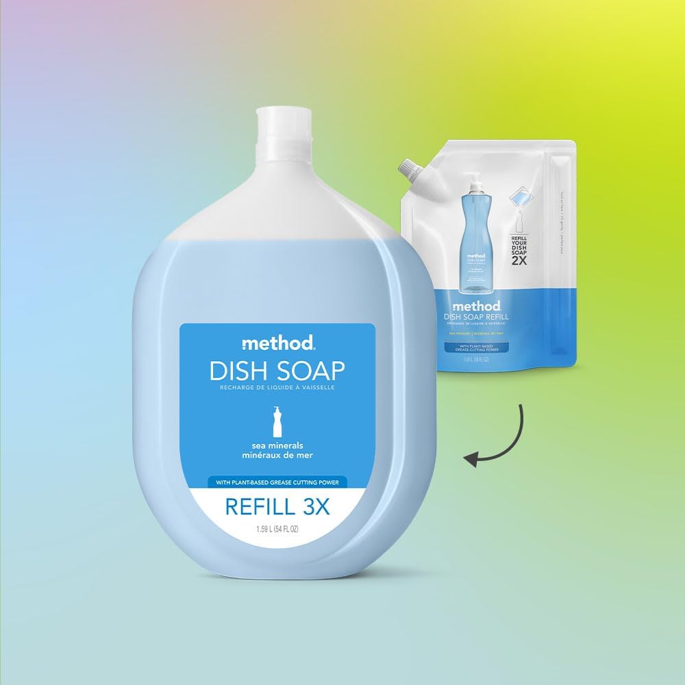 Method Gel Dish Soap, Lime + Sea Salt, Tough on Grease, 18 Fl Oz (Pack of 6)