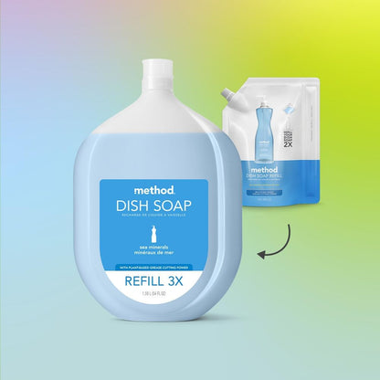 Method Gel Dish Soap, Lime + Sea Salt, Tough on Grease, 18 Fl Oz (Pack of 6)