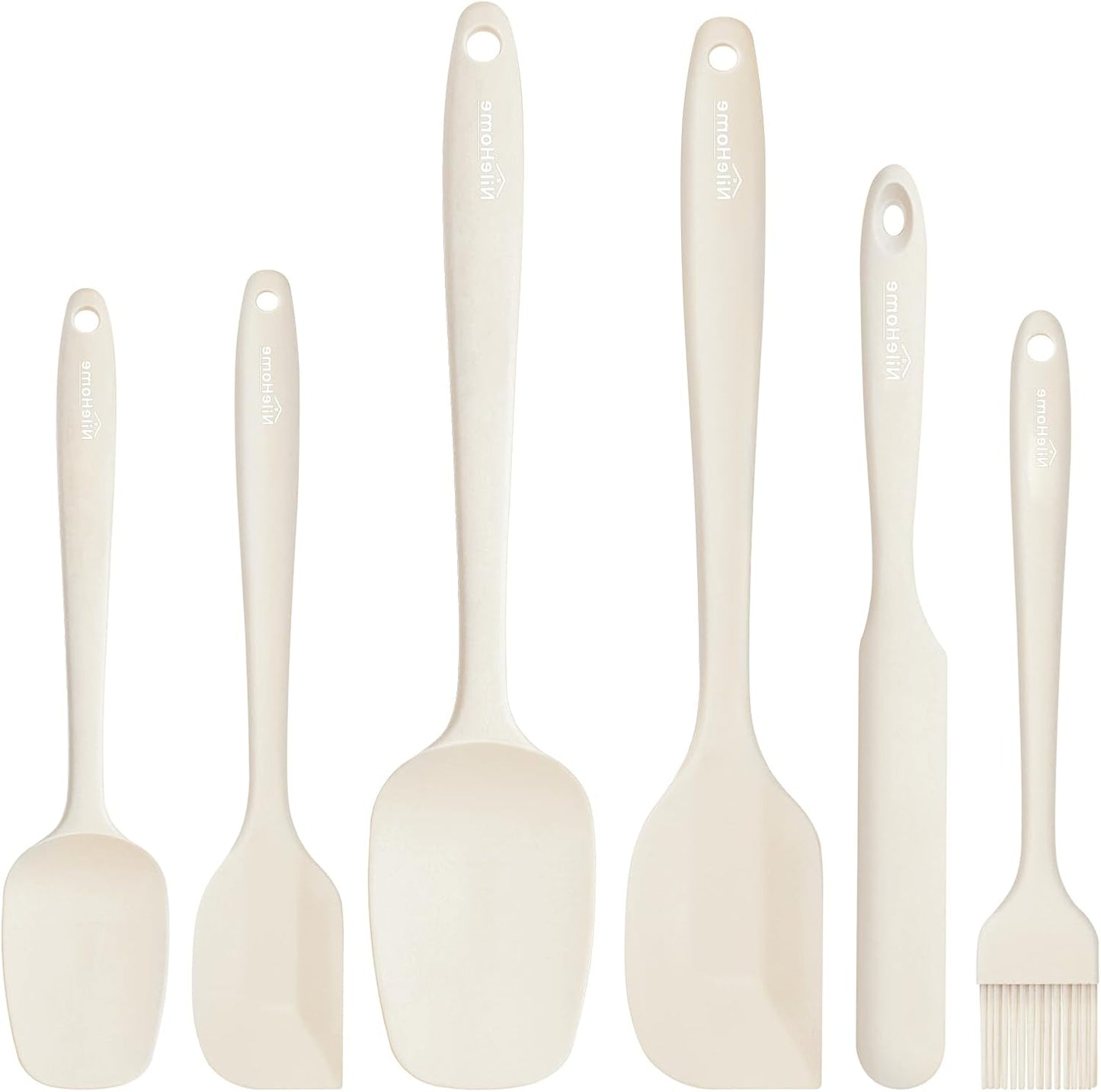 NileHome Silicone Spatula Set, 6 Pieces Food Grade Kitchen Utensils with Silicone Brush Heat Resistant Dishwasher Safe BPA-Free Rubber Spatula for Scraping, Baking, Cooking, Mixing-Forest Style