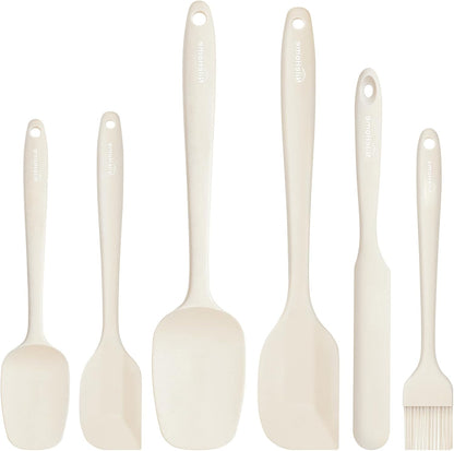 NileHome Silicone Spatula Set, 6 Pieces Food Grade Kitchen Utensils with Silicone Brush Heat Resistant Dishwasher Safe BPA-Free Rubber Spatula for Scraping, Baking, Cooking, Mixing-Forest Style