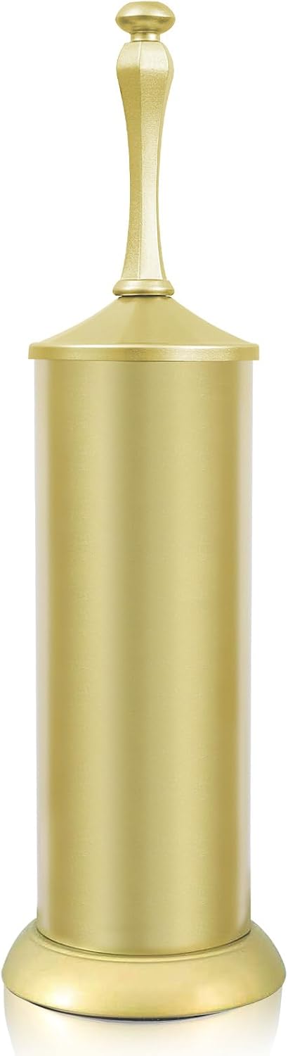 Bronze Toilet Brush and Holder，Extra Long Handled Toilet Brush for Bathroom，Stainless Steel Heavy Duty Toilet Bowl Brush,Deep Cleaning Modern Toilet Cleaner Brush -Space Saving, Covered Brush, Durable