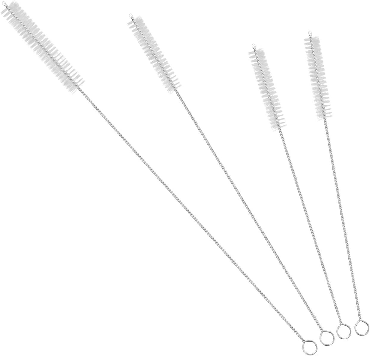 GFDesign Drinking Straw Cleaning Brushes Set Pipe Tube Cleaner Nylon Bristles Stainless Steel Handle 8" 10" 12" Extra Long 10mm 12mm Extra Wide Diameter - Set of 4