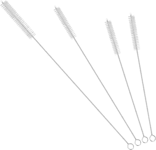 GFDesign Drinking Straw Cleaning Brushes Set Pipe Tube Cleaner Nylon Bristles Stainless Steel Handle 8" 10" 12" Extra Long 10mm 12mm Extra Wide Diameter - Set of 4