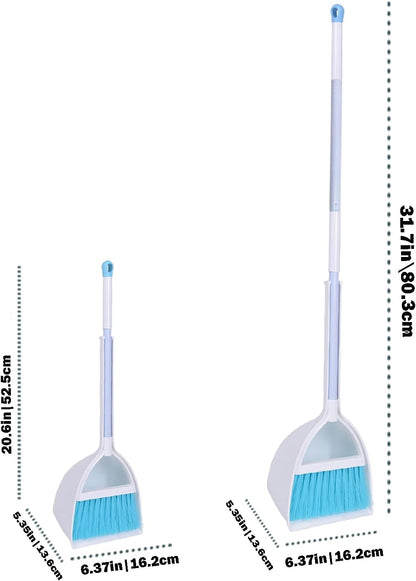Mini Broom and Dustpan, Home Kitchen Sweeping for Kids(White+Gray)