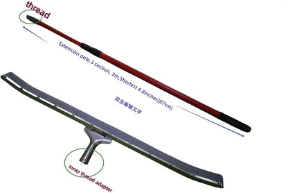 36 in Rubber Made Curved Industrial Duty Steel Floor Squeegee 36" with Handle 78" Extension Pole