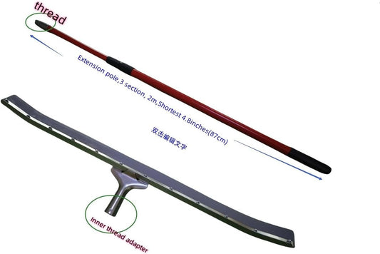 36 in Rubber Made Curved Industrial Duty Steel Floor Squeegee 36" with Handle 78" Extension Pole