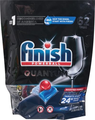 Finish Quantum Dishwasher Pods, No Pre-Rinse Dishwasher Detergent Soap Removes 24HR Dried-On Stain and Grease, Leaving a Virtually Spotless Shine, 22 Count