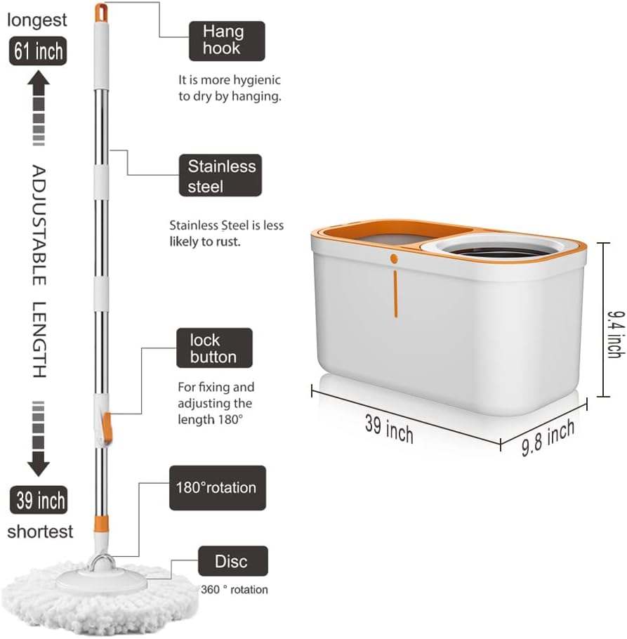 Spin Mop Refills Replacement 360° Microfiber Spin Mop and Bucket Head Round Shape Standard Size Easy Cleaning Spin Mop Systems 6-Pack White