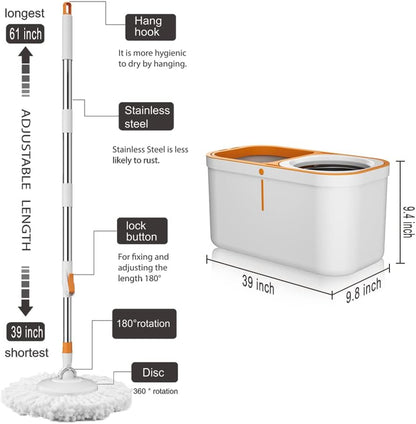 Spin Mop Refills Replacement 360° Microfiber Spin Mop and Bucket Head Round Shape Standard Size Easy Cleaning Spin Mop Systems 6-Pack White