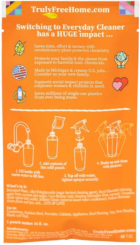 Truly Free Everyday Cleaner - Multipurpose Cleaner Spray, Kitchen Counter Cleaner, Natural Cleaning Products, Multi-Surface Household Solution - Pack of 3
